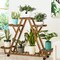 Indoor Outdoor Plant Stand Flower Pot Holder Rack Wood Shelf Wheels Heavy Duty